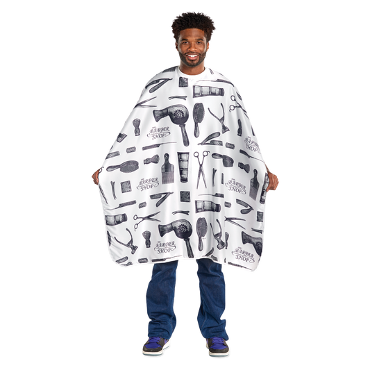 Scalpmaster Barber Print Styling Cape White