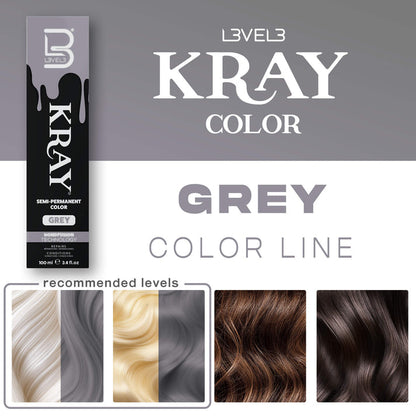 L3VEL3 KRAY Grey Semi Permanent Hair Color