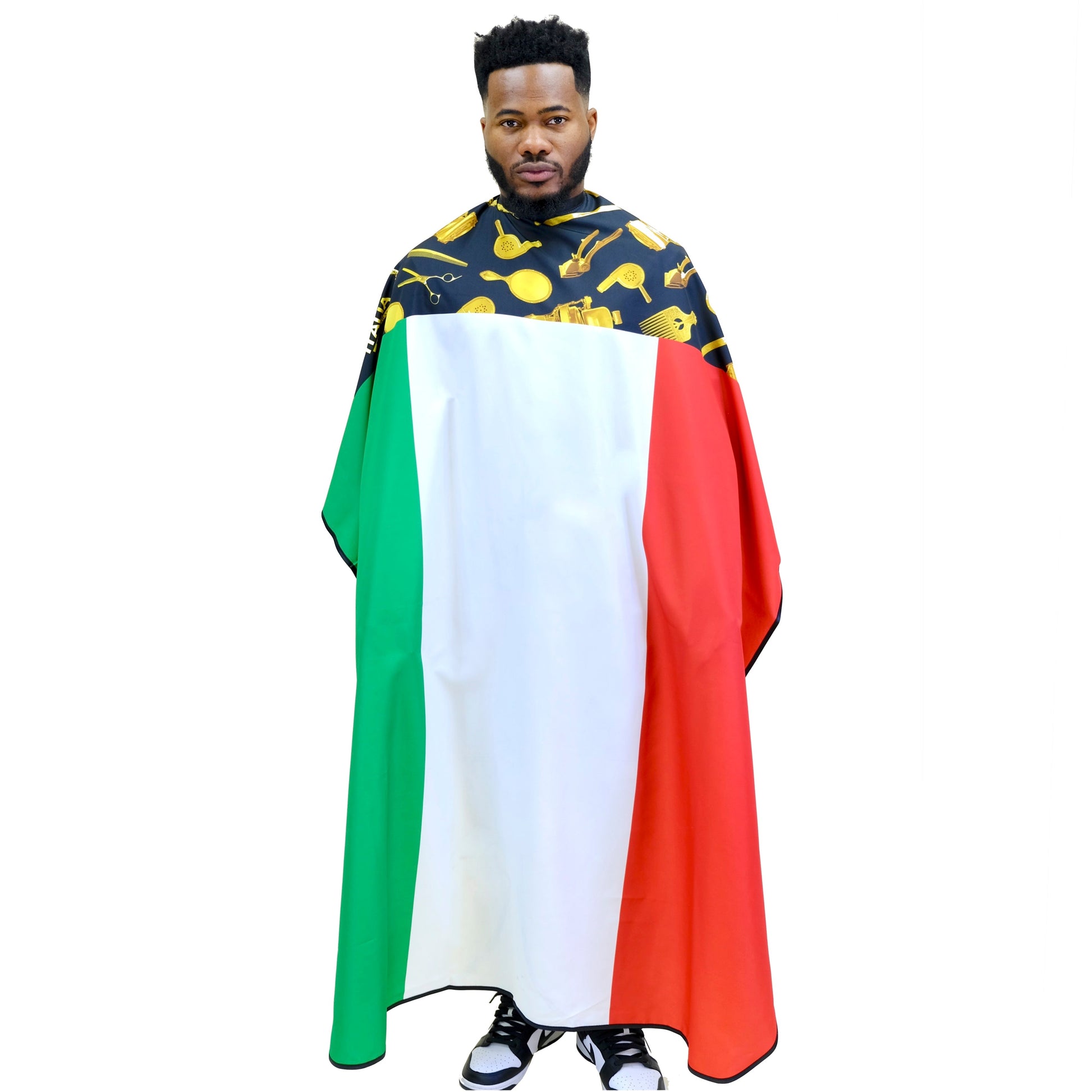 italy barber cape- italy flag barber cape- Italy Hair Cutting Cape - Barber Cape - King Midas Empire