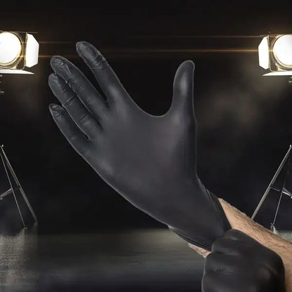 StyleCraft Studio – Professional Black Nitrile Latex Free Gloves with Textured Grip - 100 Count