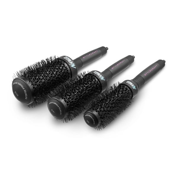 StyleCraft NoFRIZZ Round Brush with Ion Technology and Ceramic-Coated Barrel