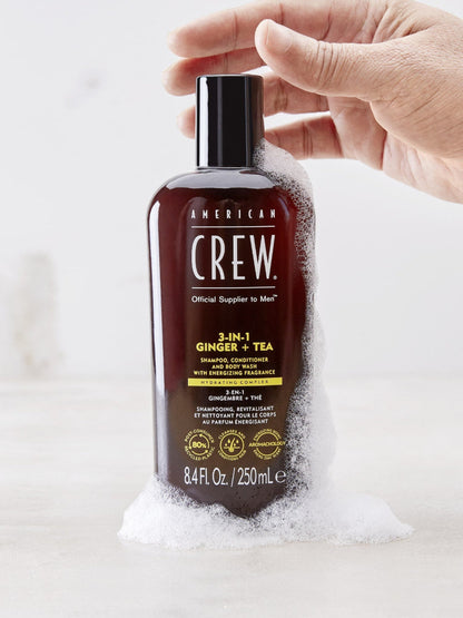 American Crew 3-in-1 Ginger + Tea Shampoo, Conditioner and Body Wash