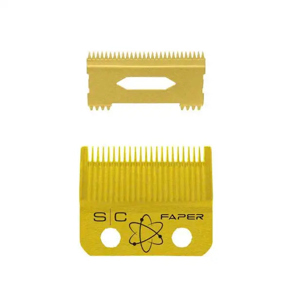 StyleCraft Replacement Fixed Gold Titanium Faper Hair Clipper Blade with Moving Slim Deep Cutter Set #SC525G