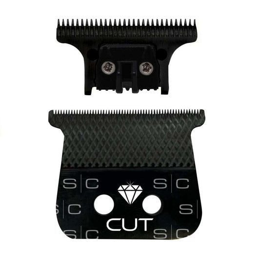 StyleCraft Replacement Diamond Cut Fixed Black Diamond DLC Hair Trimmer Blade with The One Cutter Set SC541B