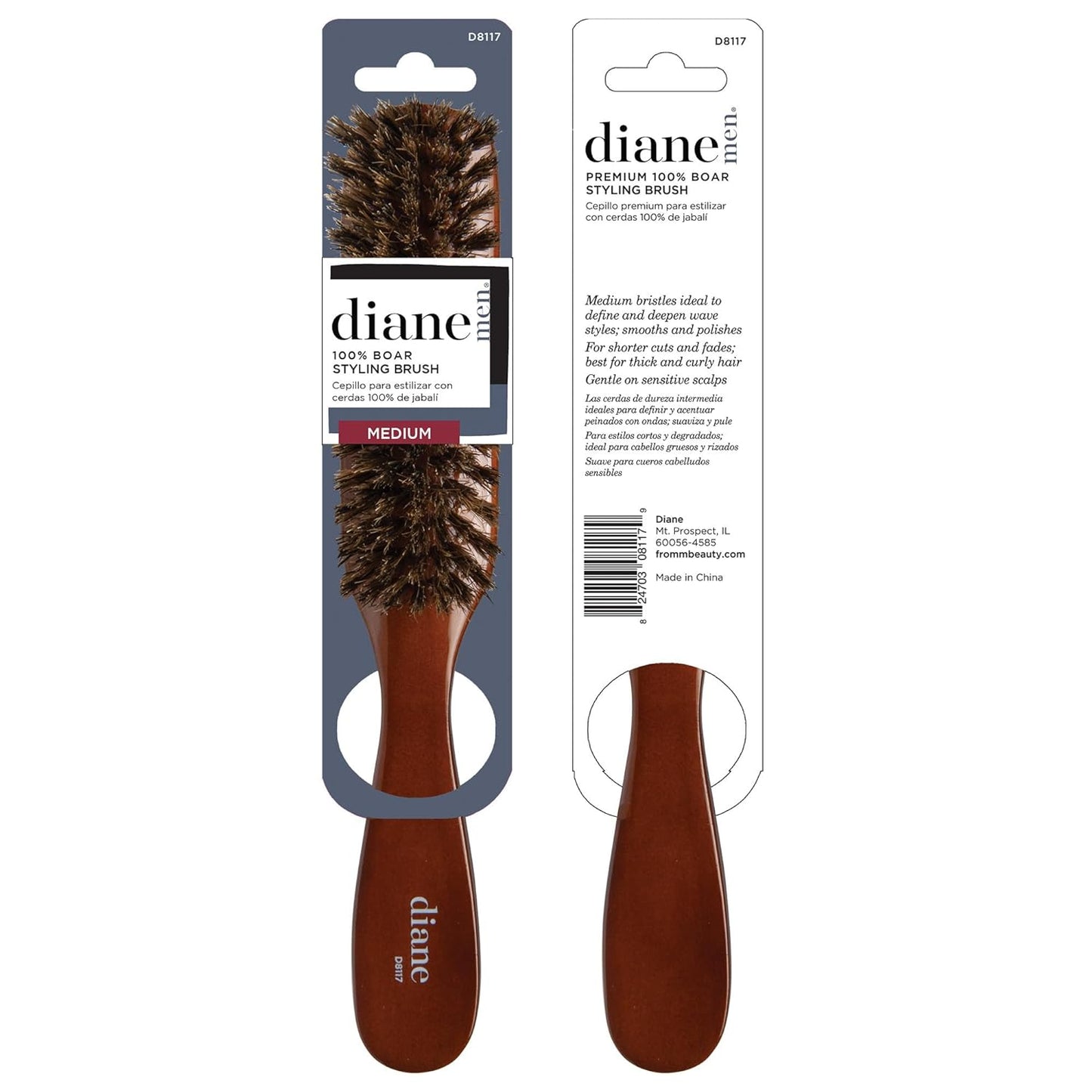 Diane Premium D8117 100% Medium Boar Bristle Styling Brush