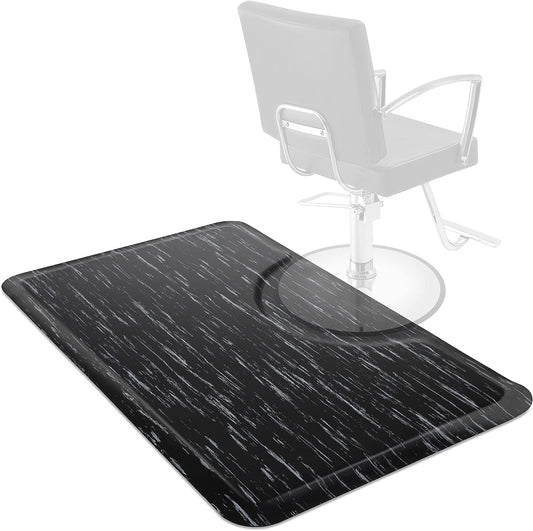Marbleized Rectangular Chair Floor Mat Black