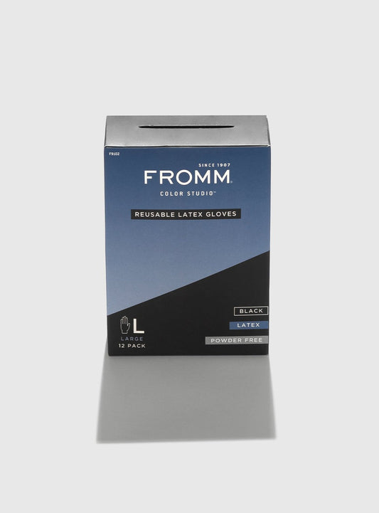 Fromm Reusable Black Latex Gloves - 12 Pack
