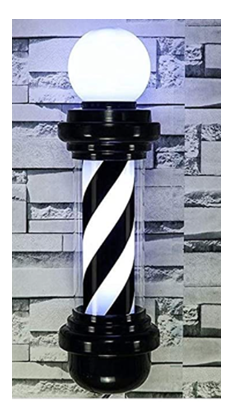 LED Barber Pole With Lamp (Black & White Stripe)