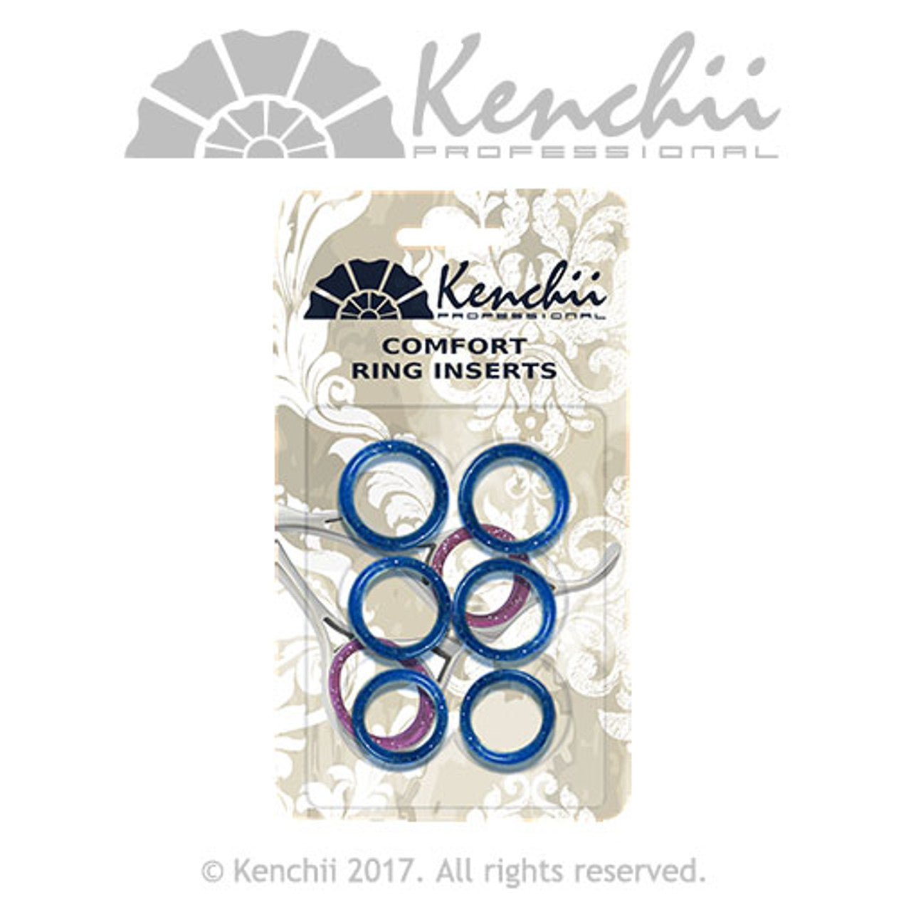 Kenchii 6-pack Thin Finger Comfort Ring Inserts for Shears Blue