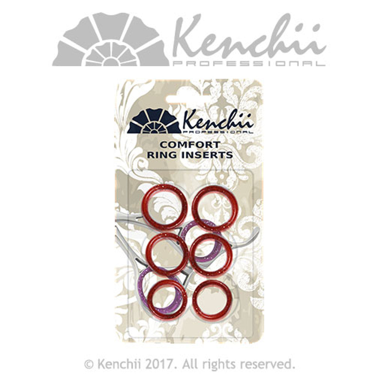 Kenchii 6-pack Thin Finger Comfort Ring Inserts for Shears  Red