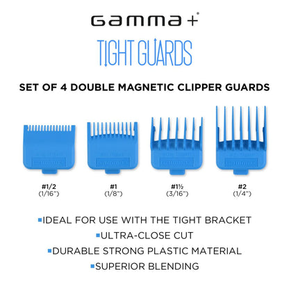 Gamma Dub Magnetic Tight Clipper Guards 4 Pack Cyan Blue #GPTGB