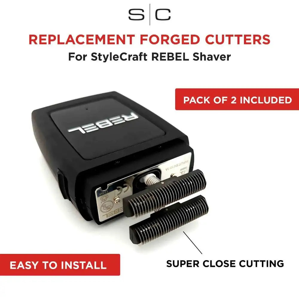 StyleCraft Replacement Rebel Shaver Set of 2 Stainless Steel Cutter Blades SC514S