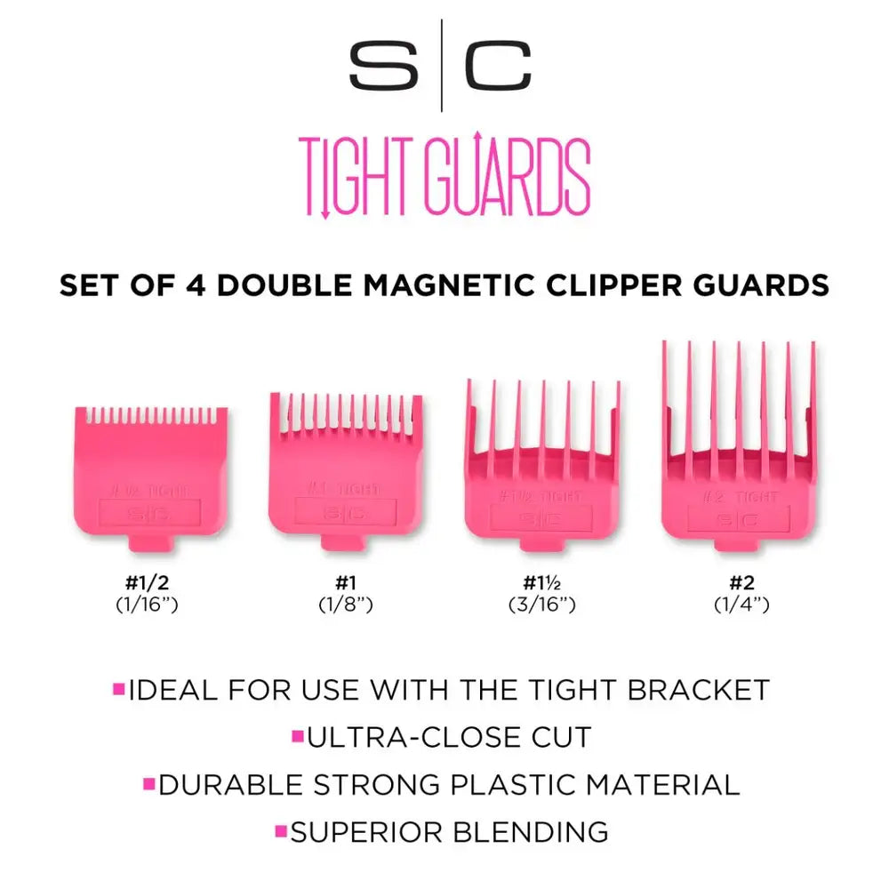 StyleCraft Tight Guards - Barber Hairstylist Dub Neodymium Plastic, 4 Assorted Sizes #SCT